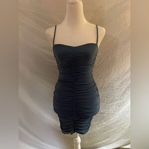 Elegant Blue Ruched Dress